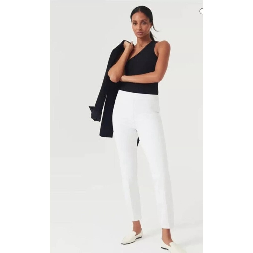 Spanx Slim Straight Pant Women Large Petite White High Rise Shaping Comfortable
